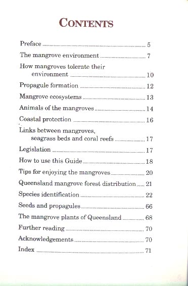Field Guide to the Mangroves of Queensland - inhaltsverzeichnis